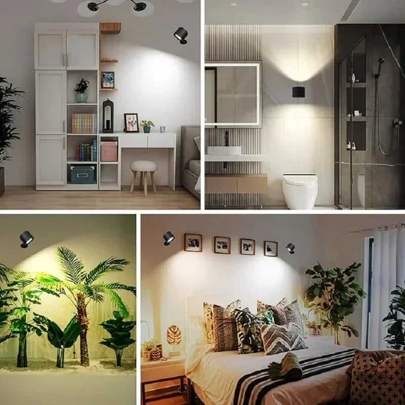 Modern Magnetic Touch LED Wall Lamp Rechargeable 360° Rotation Wireless Remote Control Spotlight For Bedroom Living room decor Peaceful Pleasures Health and Wellness