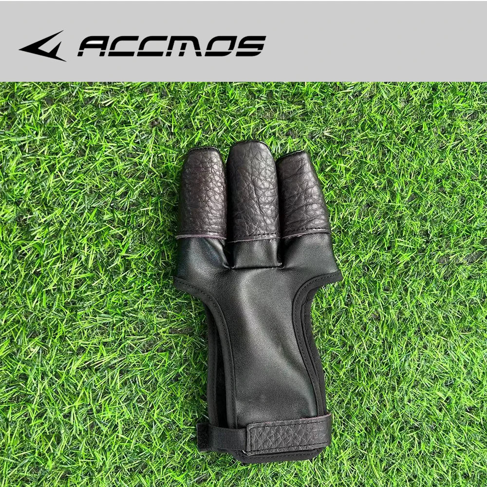 Archery Finger Guard Glove Cowhide PU 3 Fingers Gloves Outdoor