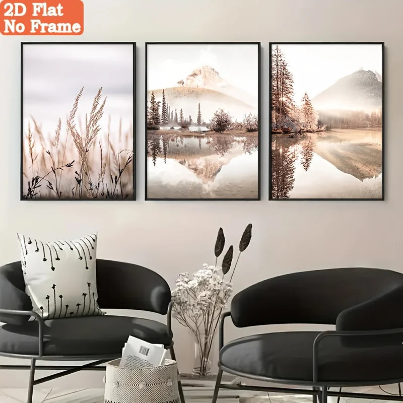 3-Piece Neutral Beige Nature Canvas Wall Art Set | Unframed Canvas Wall Art Set Peaceful Pleasures Health and Wellness