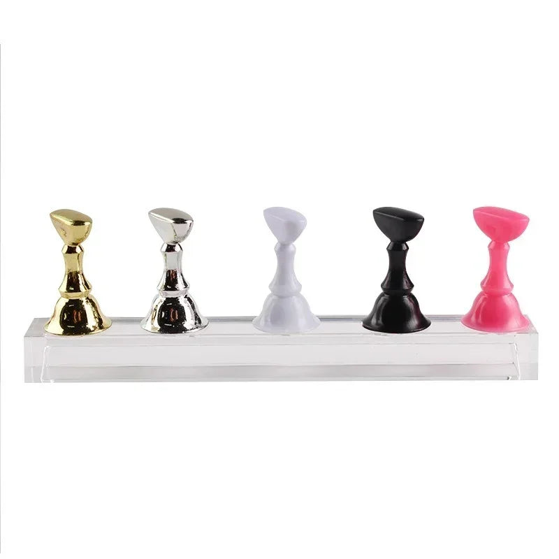 4sets 5pcs/Set Nail Practice Base, Acrylic Display, Magnetic Holder, False Nail Tips Practice Stand, Art Tools Peaceful Pleasures Health and Wellness black