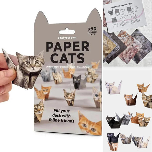 DIY 3D Origami Cats & Dogs Paper Kit – 50/100 Sheets with Pre-Creased Lines for Desk Decor & Gifts Peaceful Pleasures Health and Wellness