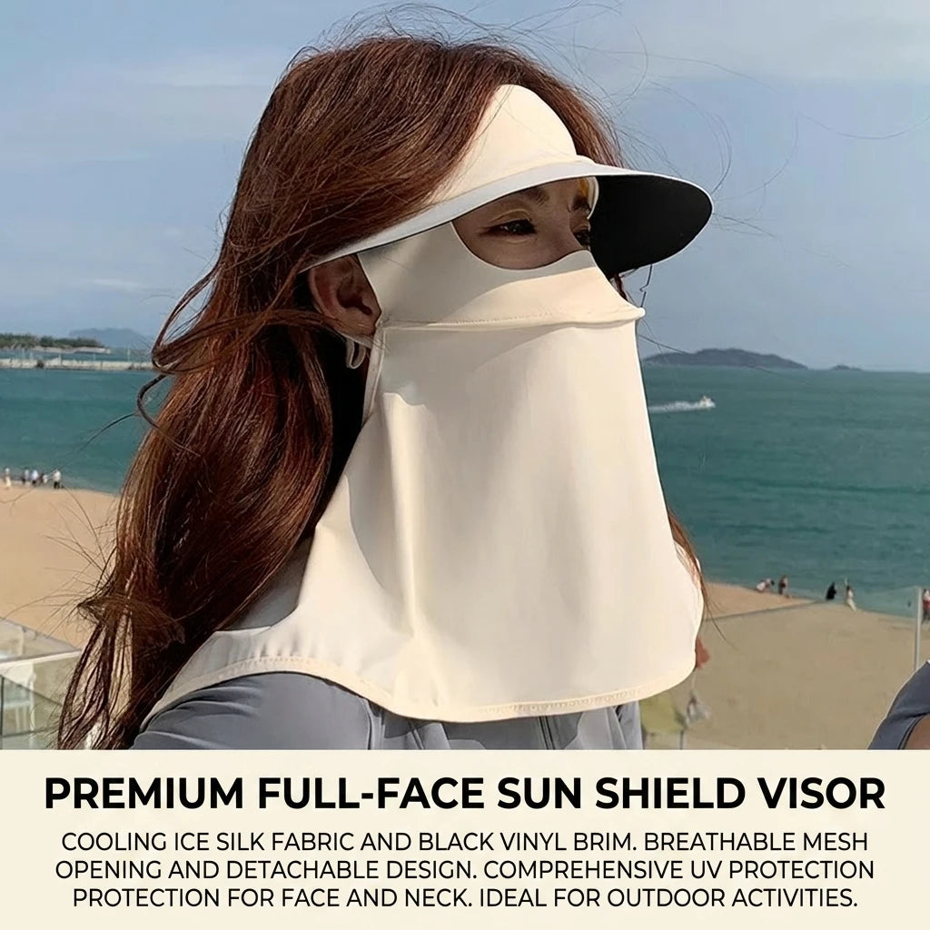 Full Face Sun-Protection Mask With Black Glue Brim Ice Silk Fabric UPF50+ For Outdoor Activities Peaceful Pleasures Health and Wellness