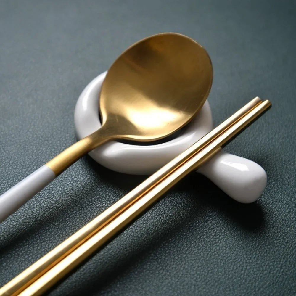 New Ceramic Chopstick Holders Kitchenware Spoon Rest Chopstick Egg Stand for Dining Table Decoration Home Ornament Utility Tools Peaceful Pleasures Health and Wellness