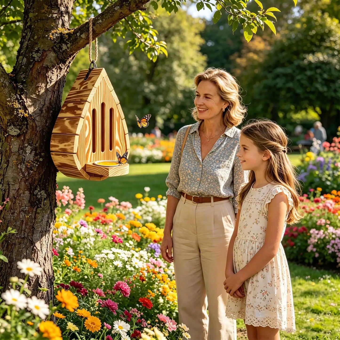 Wooden Butterfly House & Feeder – Hangable Garden Habitat Butterfly House Feeder Peaceful Pleasures Health and Wellness