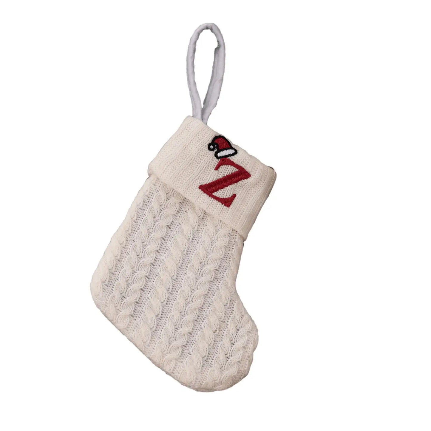 Knitted Christmas Stocking with Hanging Rope | Kids Candy Bag