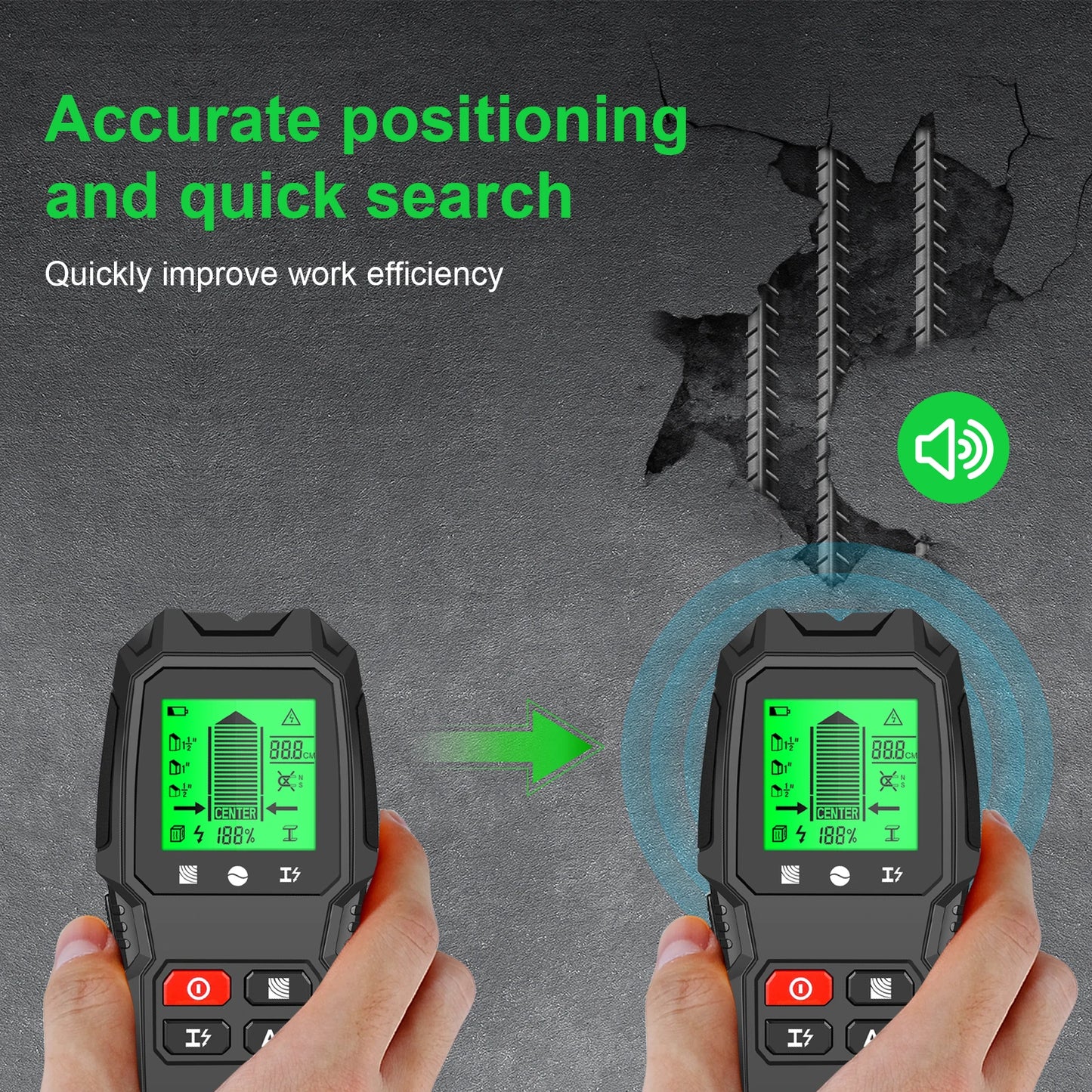 HW-QB6 Wall Stud Finder Sensor Wall Scanner 5 in 1 LCD Electronic Detector Edge Center Wood Current Metal AC Live Wire Detection Peaceful Pleasures Health and Wellness