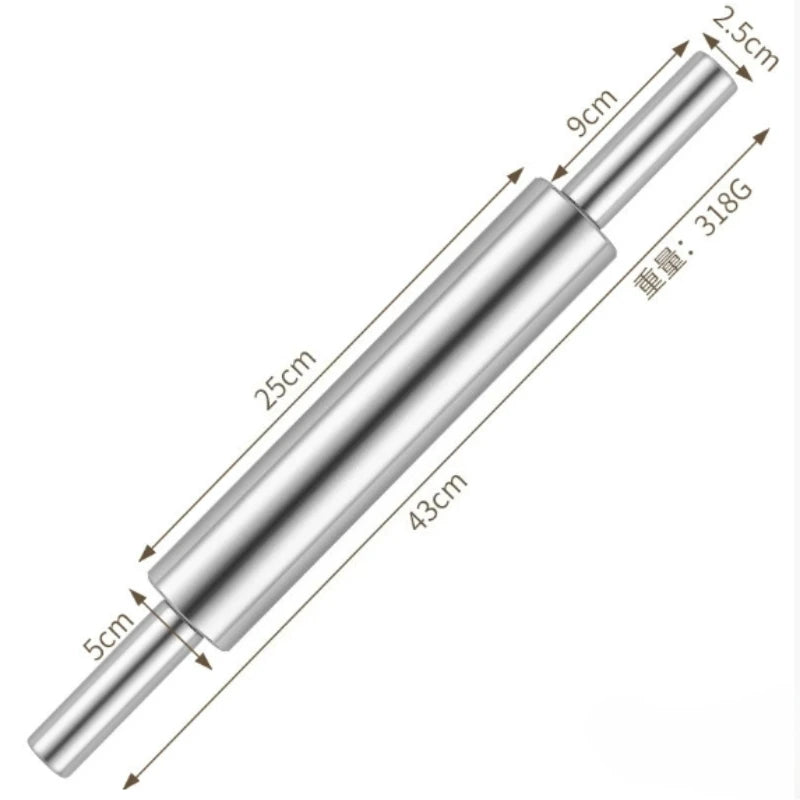 Household stainless steel rolling pin noodle pressing tool dumpling noodle rolling pin kitchen baking seamless roller rollingpin Peaceful Pleasures Health and Wellness