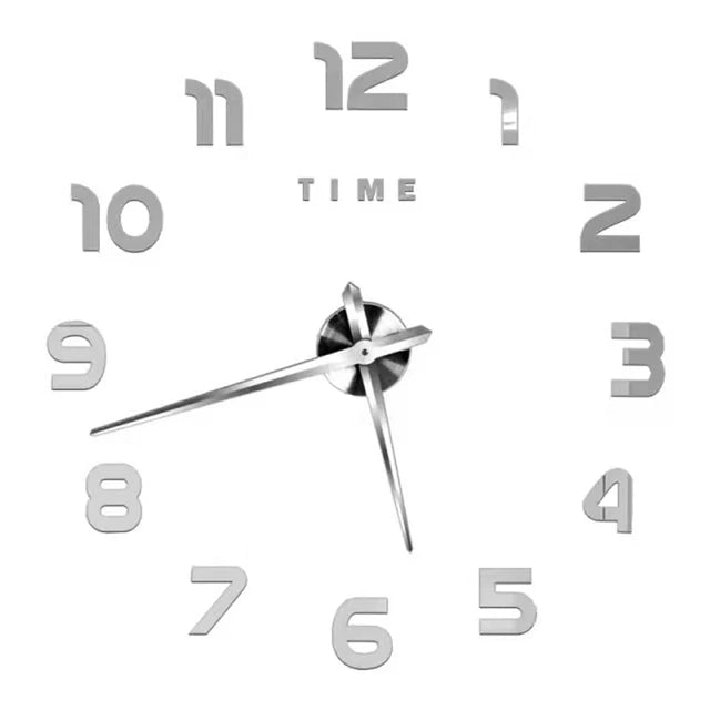 Modern 3D DIY Frameless Wall Clock – Acrylic Mirror Number Stickers Quartz Home Decor (40–130cm)