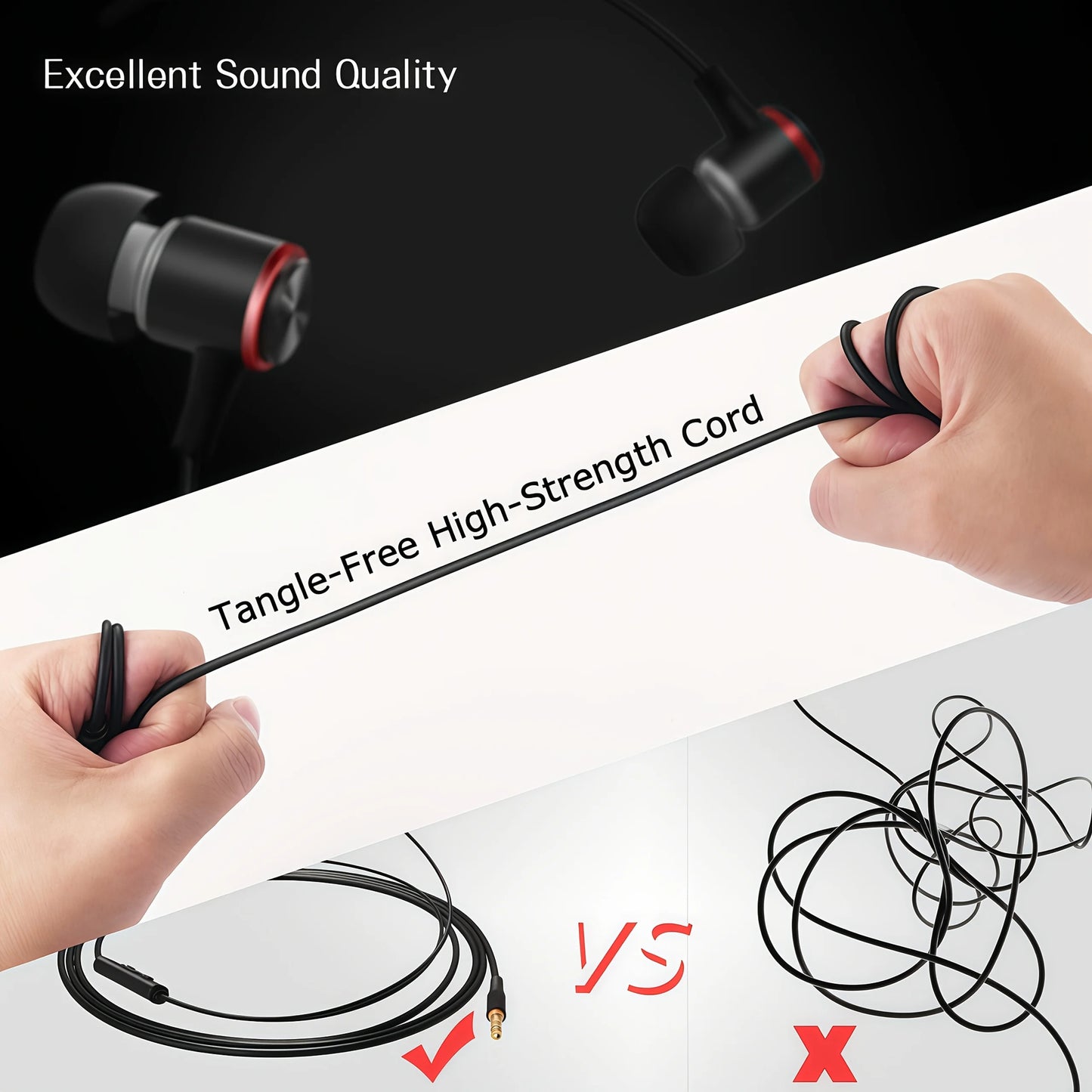 1pc Heavy Bass Wired In-Ear HIFI Headphones With Mic, Powerful Sound Units For Games And Music, Lightweight Portable Design Peaceful Pleasures Health and Wellness