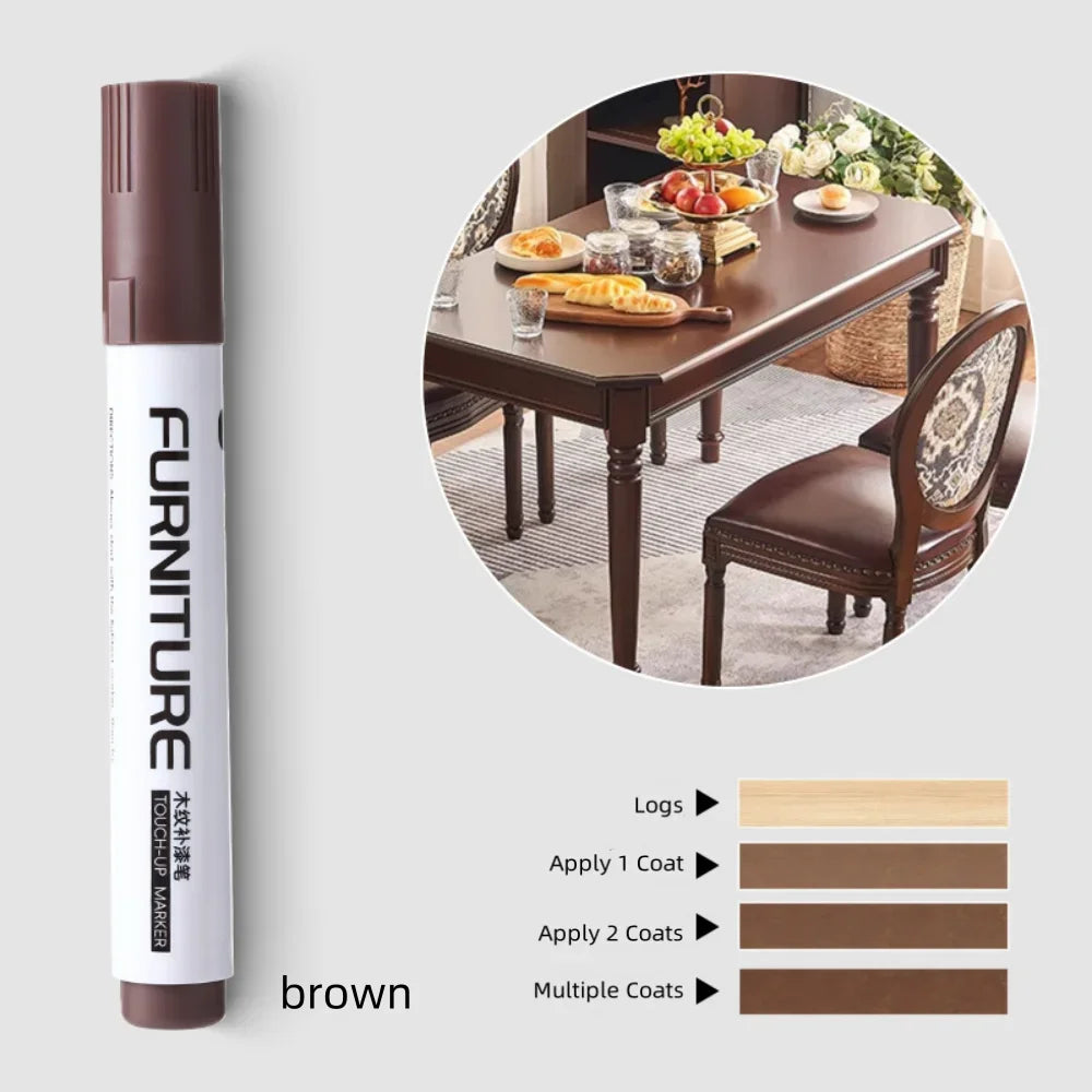 Furniture Markers Touch Up, Wood Floor Scratch Repair Kit, 12 Colors Markers for Scratches, Stains, Wood Floors, Tables, Desks Peaceful Pleasures Health and Wellness Brown