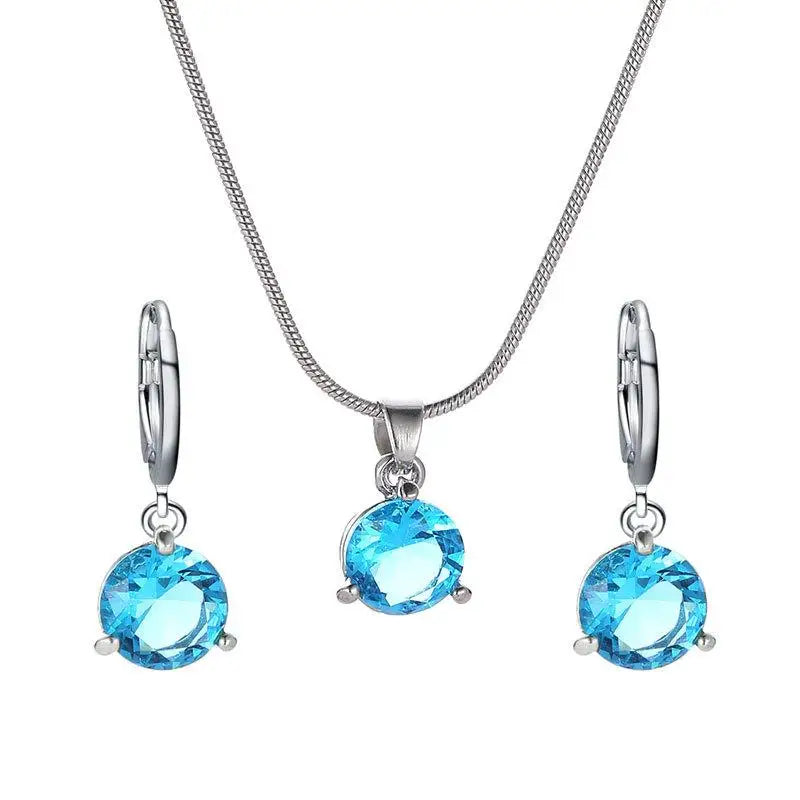Crystal Zirconia Pendant Necklace & Earrings Set | Gift