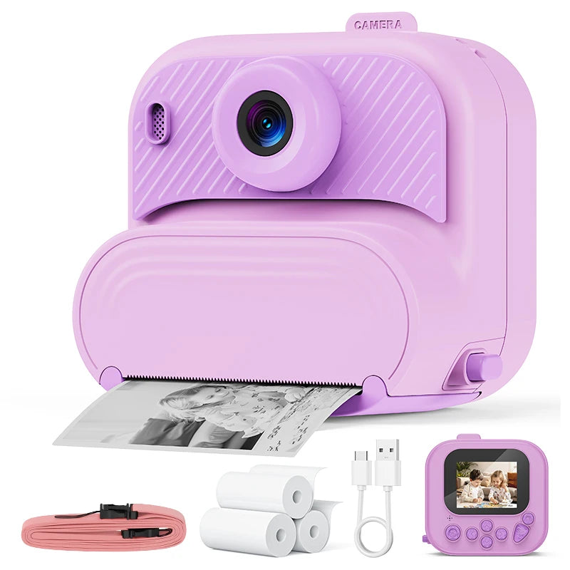 DIY Instant Print Camera 48MP Toddler Camera Instantanea 1080P HD Kids Camera Ages 3-12 Toy Cameras Christmas Gifts for Kids Peaceful Pleasures Health and Wellness Purple
