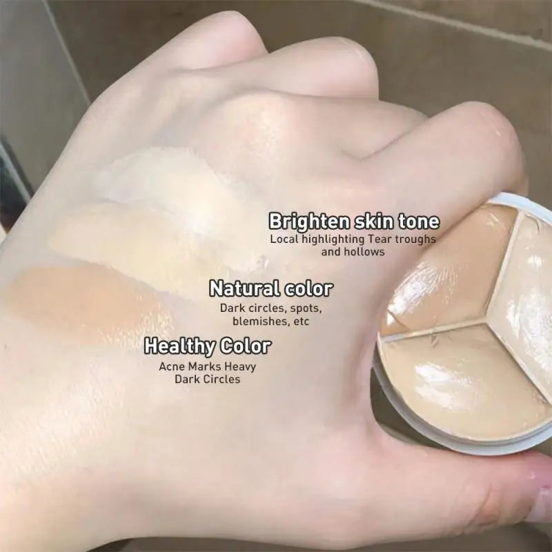 3-Color Concealer Palette Professionally Covers Eyes Dark Circles Spots Pimples Black Lacrimal Groove Repair Foundation Make Up Peaceful Pleasures Health and Wellness