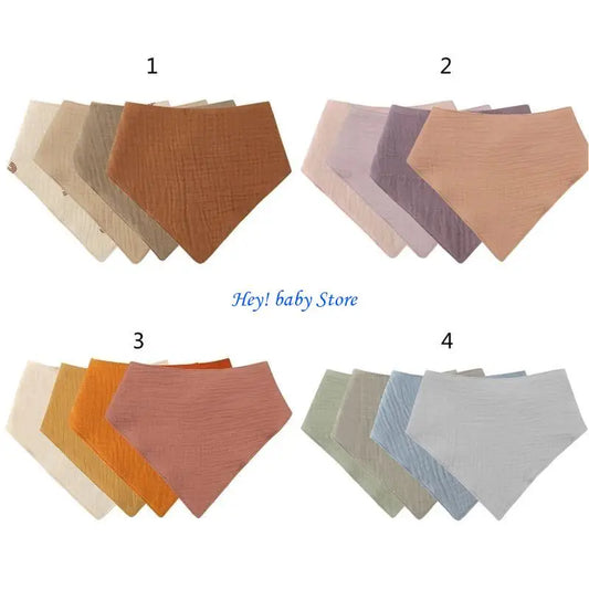 4-Pack Soft Cotton Bandana Baby Bibs | Muslin Drool Towels Baby Bandana Bibs Peaceful Pleasures Health and Wellness