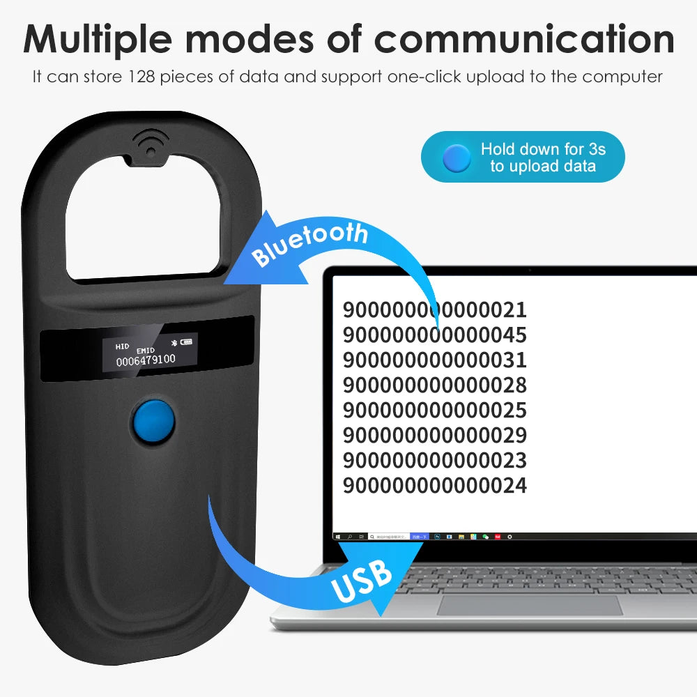 Pet Microchip Scanner 134.2KHz 125kHz Dual Frequency USB Bluetooth Animal RFID Reader FDX-B Glass Chip Tag Scanner Peaceful Pleasures Health and Wellness