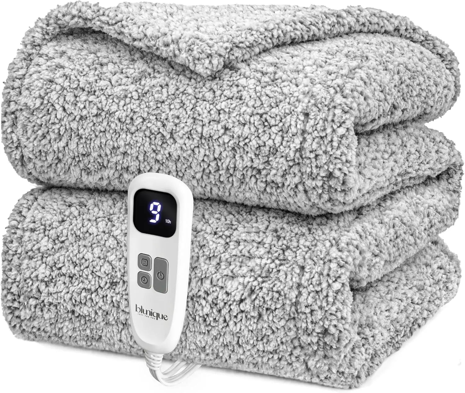 Electric Heated Blanket Twin 62x84" – 10 Levels, Sherpa, Grey Peaceful Pleasures Health and Wellness United States