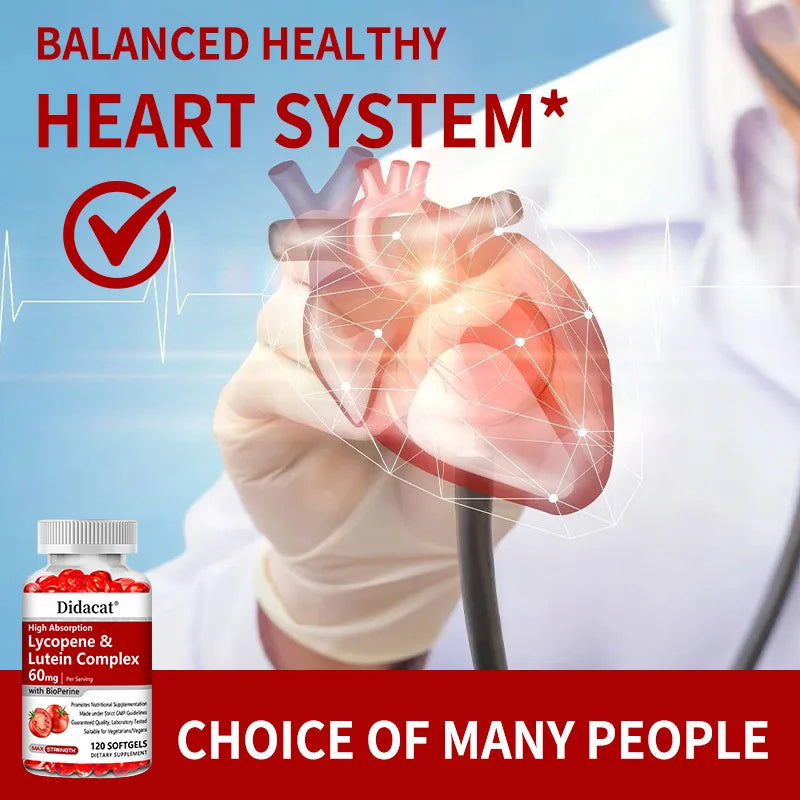 Lycopene & Lutein Complex 60mg Capsules with Bioperine, Antioxidant, Supports Prostate, Heart, Eye & Urinary System Health Peaceful Pleasures Health and Wellness