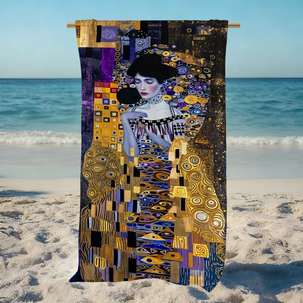 Gustav Klimt Art Quick-Dry Beach Towel | Pool Travel Gym Quick-Dry Beach Towel Peaceful Pleasures Health and Wellness