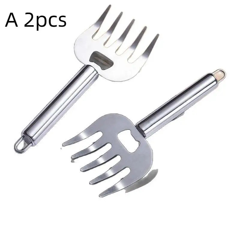 Stainless Steel Meat Shredder Claws & BBQ Fork | Wooden Handle BBQ Meat Shredder Tool Peaceful Pleasures Health and Wellness 2pcs 2
