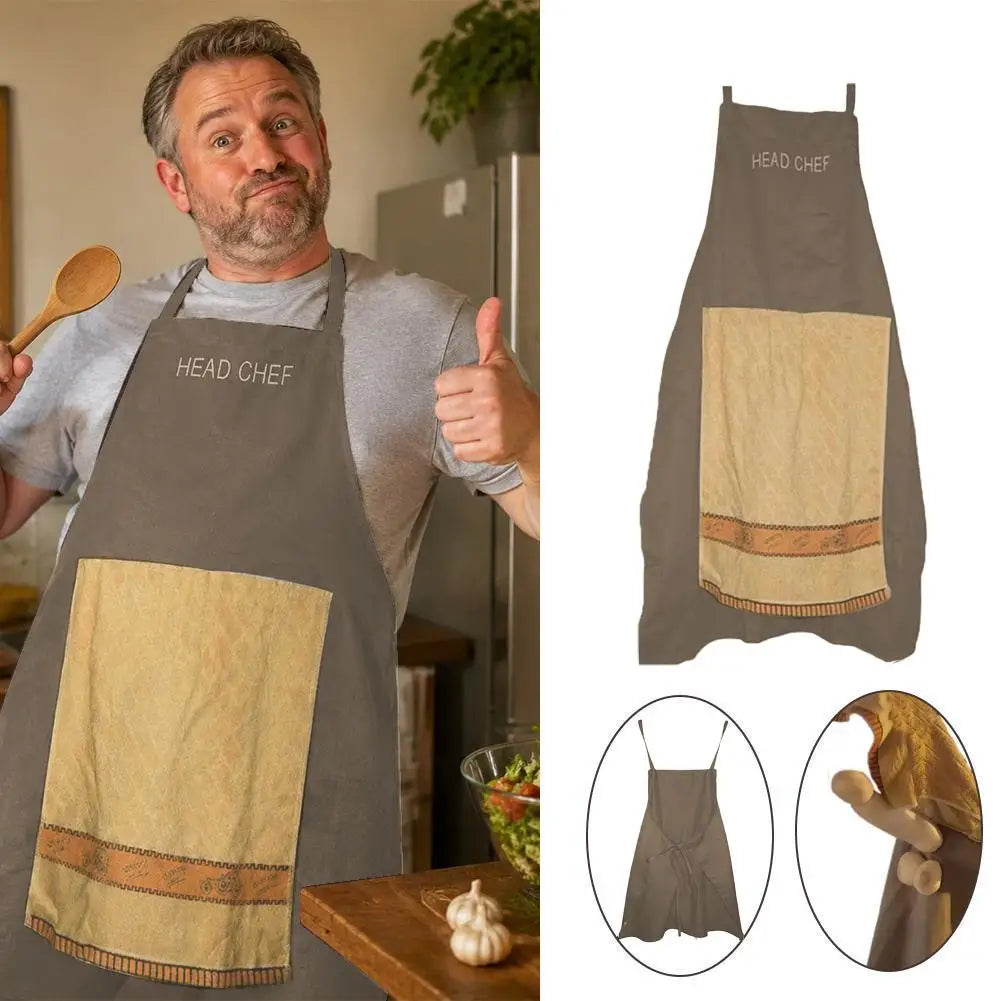 Funny Prank Chef Apron For Men BBQ Grilling Cooking Adjustable Cotton Men's Kitchen One Size Novelty Gift Father's Day Apron Peaceful Pleasures Health and Wellness