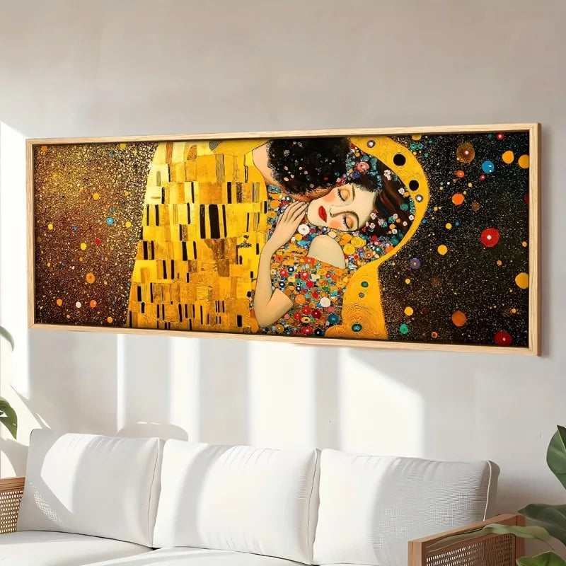 Gustav Klimt 'The Kiss' Canvas Print | Golden Abstract Wall Art Canvas Wall Art Print Peaceful Pleasures Health and Wellness