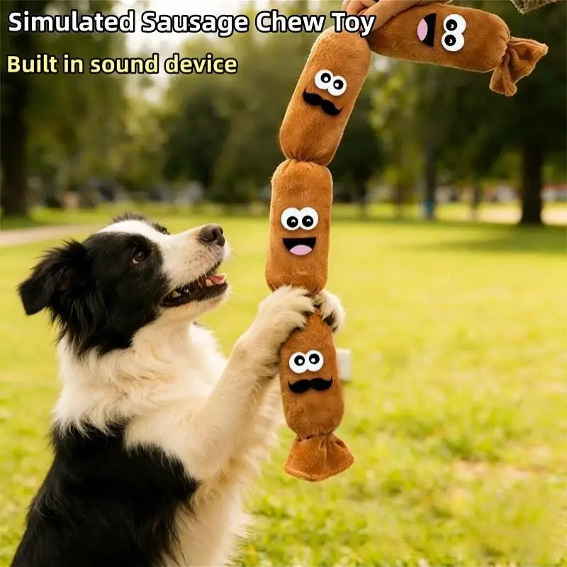 Marbit Sausage Squeaky Plush Chew Toy for Dogs | Teeth Cleaning