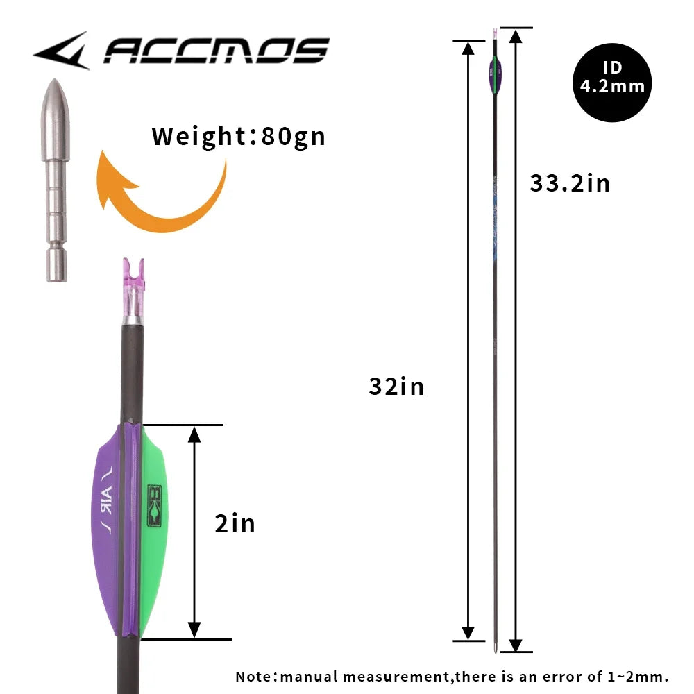 6 ID4 Arrow Spine 250-1000 Shaft Pure Carbon Archery AIR Feathers