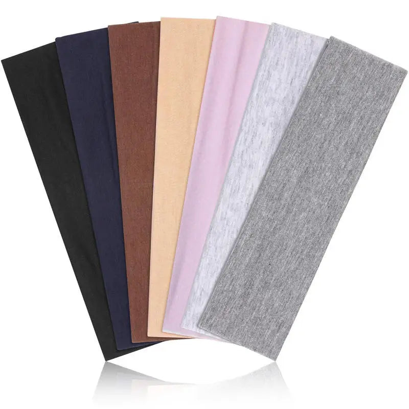 7Pcs Solid Color High Elasticity Headbands Yoga Exercise Headband Hair Accessories Sweat Absorbing Wide Edge Headband Peaceful Pleasures Health and Wellness