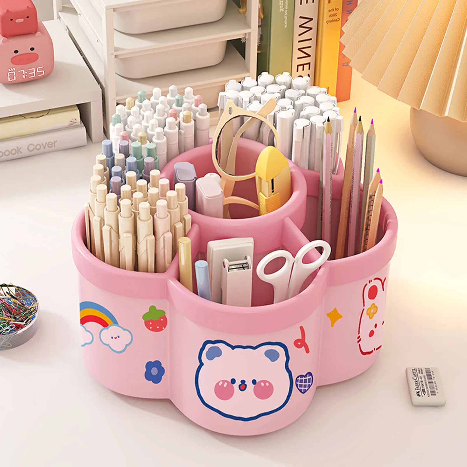 Desktop Rotating Stationery Pen Holder Smooth Edges Marker Pen Organizer Study Essentials Suitable for Elementary School Peaceful Pleasures Health and Wellness