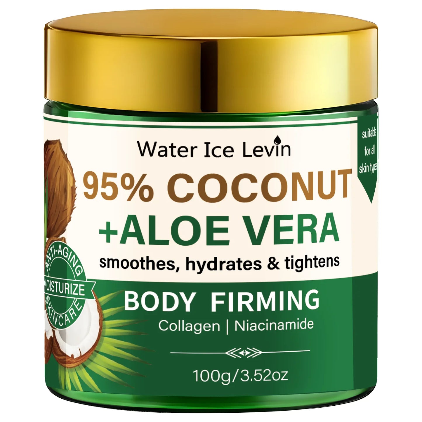 Coconut Aloe Vera Body Moisturizer – Collagen & Niacinamide Body Moisturizer Cream Peaceful Pleasures Health and Wellness WHITE 100g