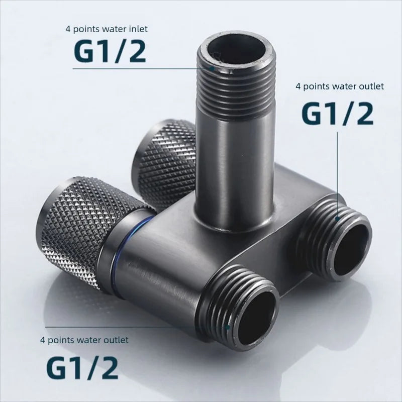 G1/2 1 In Two Out Double Control Washing Machine Faucet Toilet Triangle Valve Kitchen badSink Bathroom Basin Faucet Accessories Peaceful Pleasures Health and Wellness