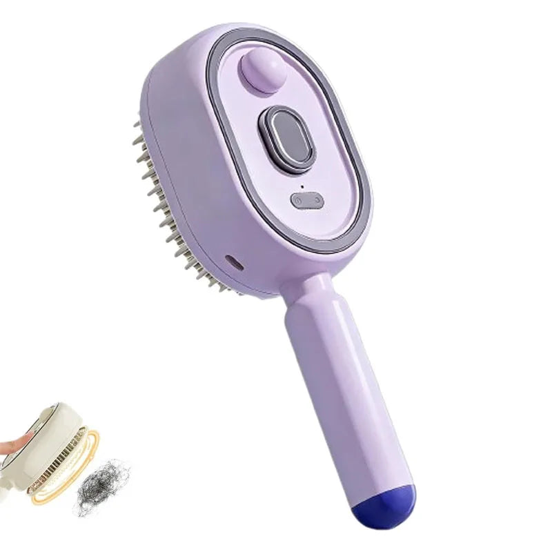 Electric Spray Air Cushions Massage Comb 3 in 1 Self Cleaning Steam Essential Oil Brush Rechargeable Spray Scalp Massager Combs Peaceful Pleasures Health and Wellness PURPLE