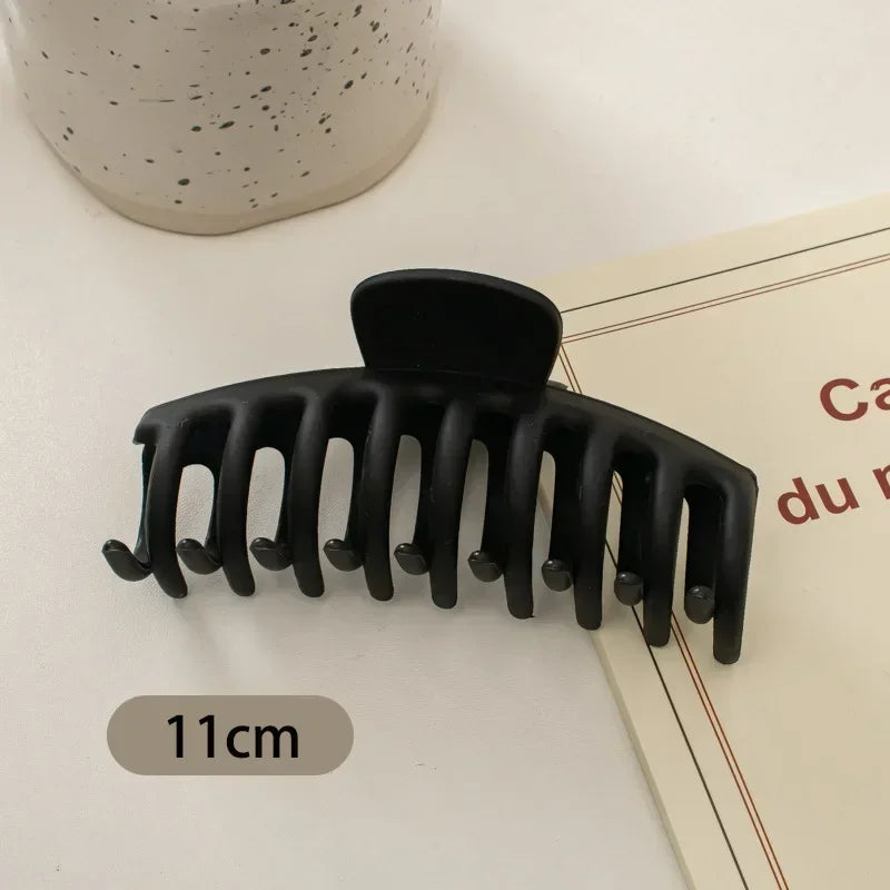 Women Elegant Black Geometric Plastic Hair Claw Lady Sweet Long