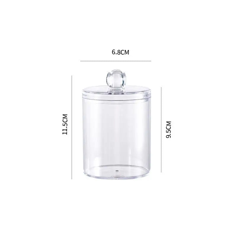 Round Acrylic Cotton Swab Box With Lid Dustproof Makeup Cotton Storage Toothpick Organizer Box Peaceful Pleasures Health and Wellness A1