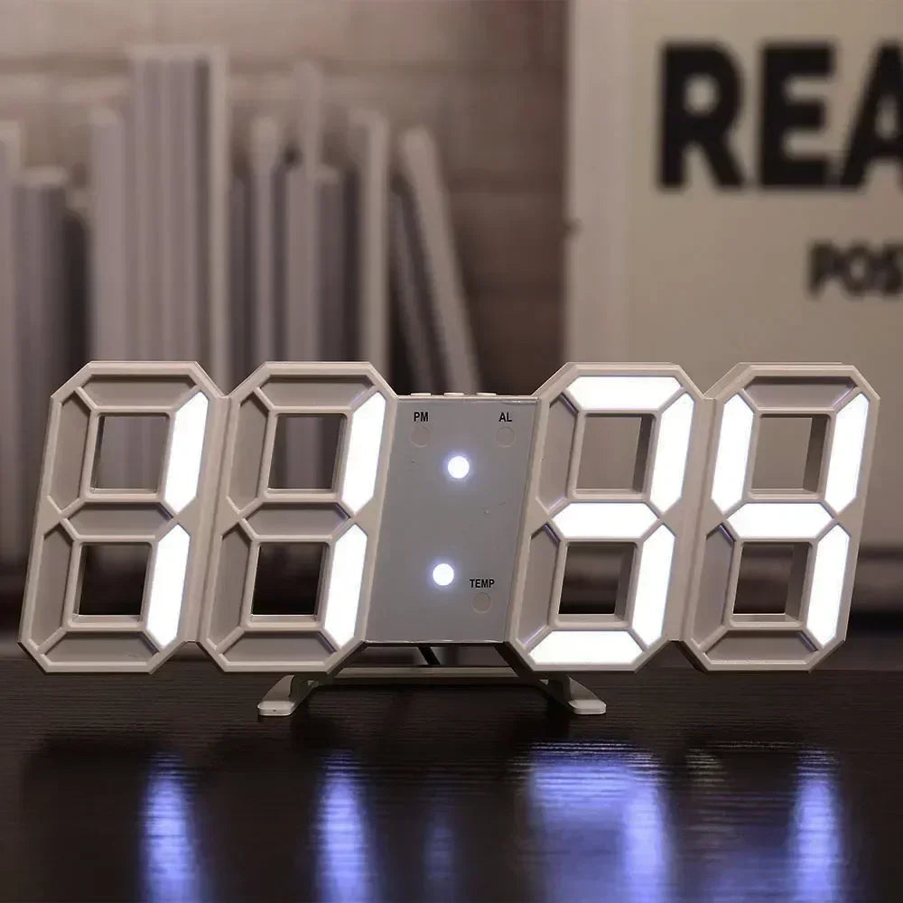 3D LED Digital Wall & Desk Clock – Alarm & Auto Brightness