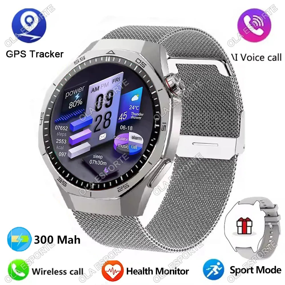 2026 New Watch 5 Pro GPS Smart Watch 1.53'' AMOLED Screen Heart Rate Monitor Sports Tracker Smartwatch Men Women For Android IOS Peaceful Pleasures Health and Wellness Silver Milan
