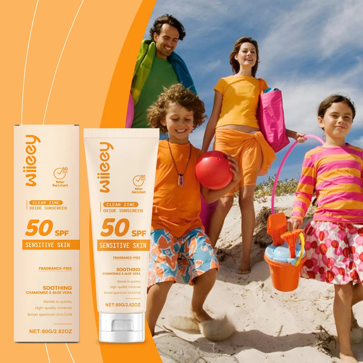 Wiieey SPF 50+ Kids Sunscreen Cream – Mild UVA/UVB Protection