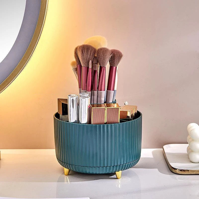 360° Rotating 5-Slot Makeup Brush Holder & Desk Organizer