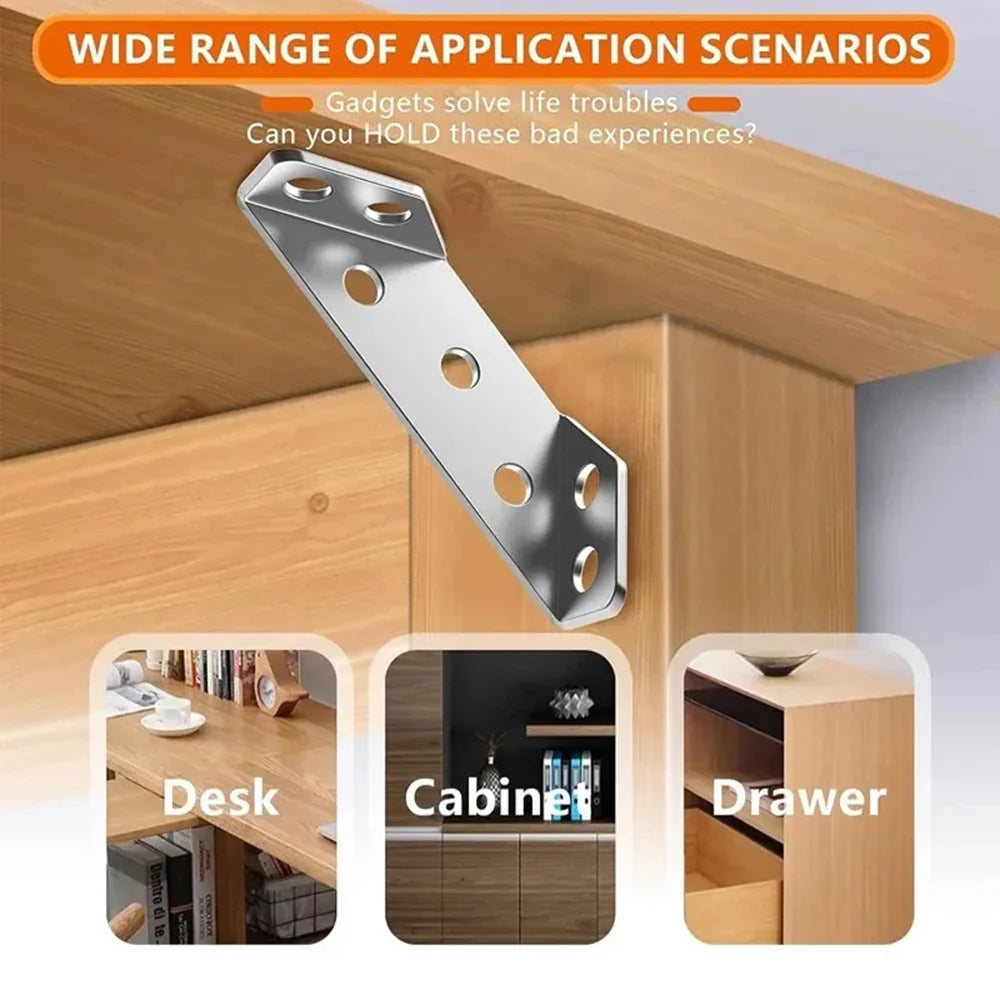 90° Stainless Steel Corner Brackets | Furniture Angle Braces 10–40pc