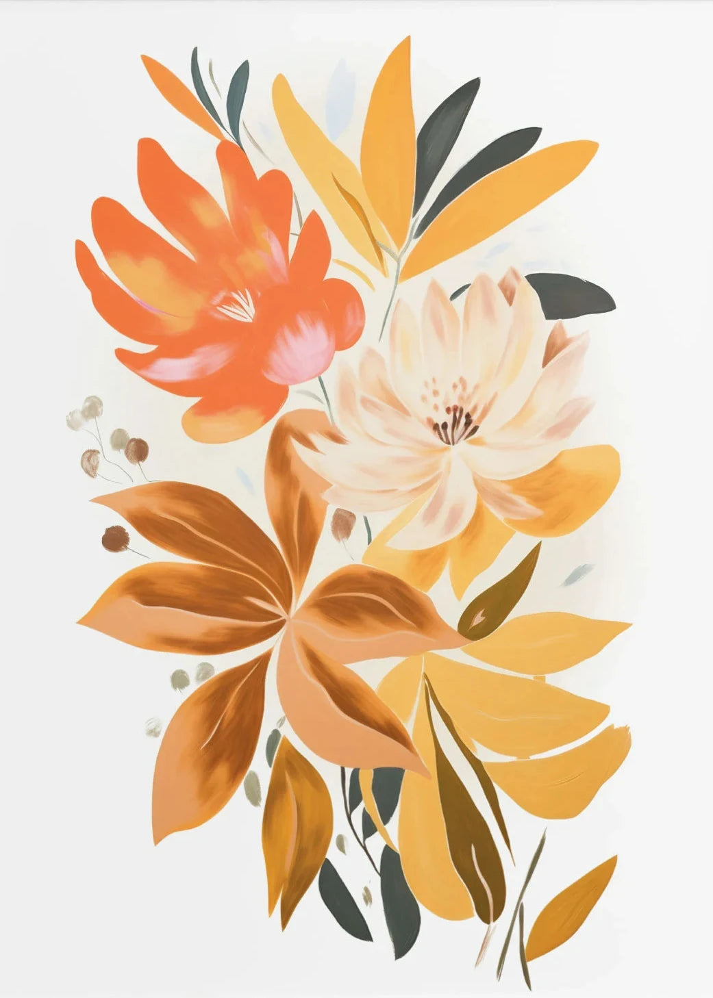 Gouache Wildflower Botanical Canvas Wall Art | Spring Floral Print