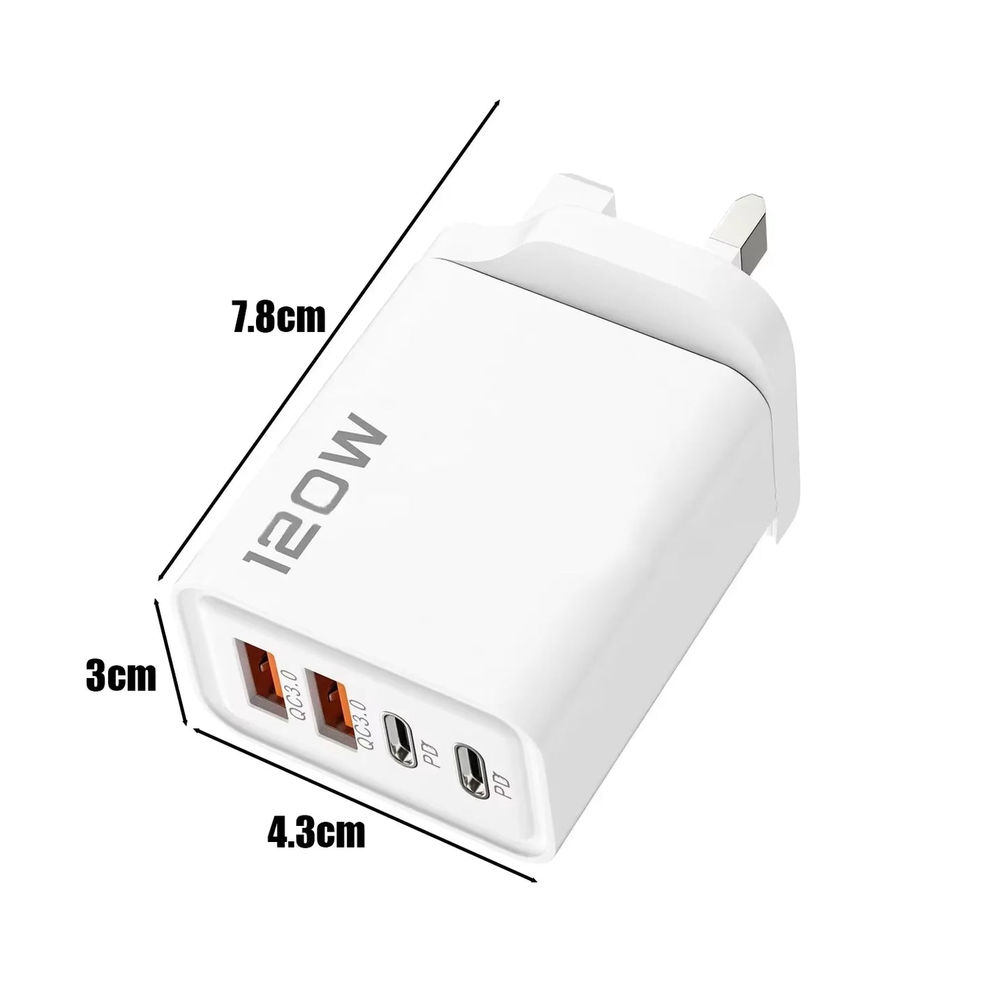 120W 4-Port USB-C Fast Wall Charger – iPhone & Android