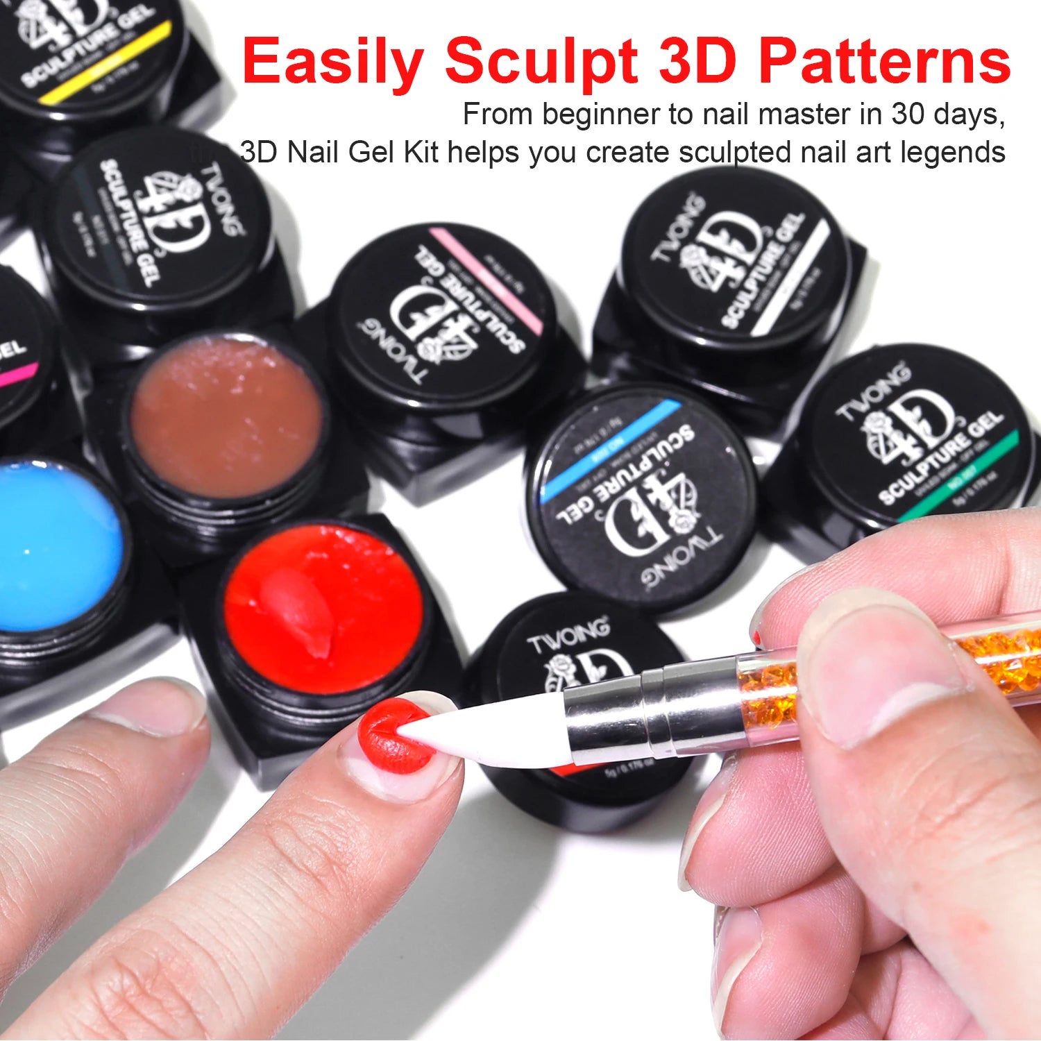 TWOING 12 Colors Non Sticky Soak Off Sculpture Gel Kit with Pen for 3D 4D Nail Art Firm Texture Carving and Sculpting Gel DIY Peaceful Pleasures Health and Wellness