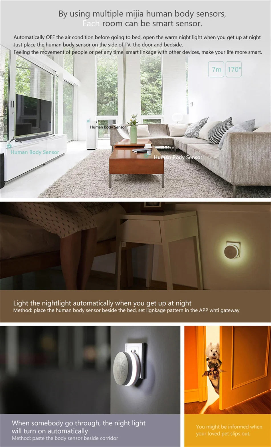 Aqara Motion Sensor Smart Human Body Sensor Body Movement ZigBee Motion Wireless Connection Smart home for Homekit Mijia Mi Home Peaceful Pleasures Health and Wellness