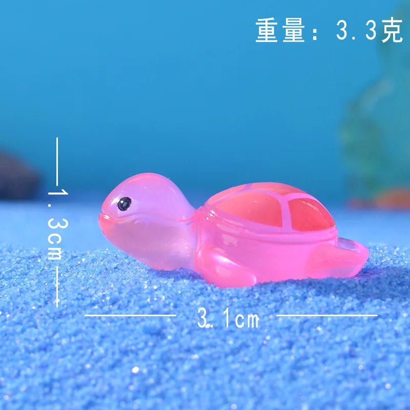 1PCS Resin Glow Turtle Mini Ornaments DIY Craft Supplies Aquarium Decor Christmas Party Birthday Wedding Home Decor Gifts fairy Peaceful Pleasures Health and Wellness rose red