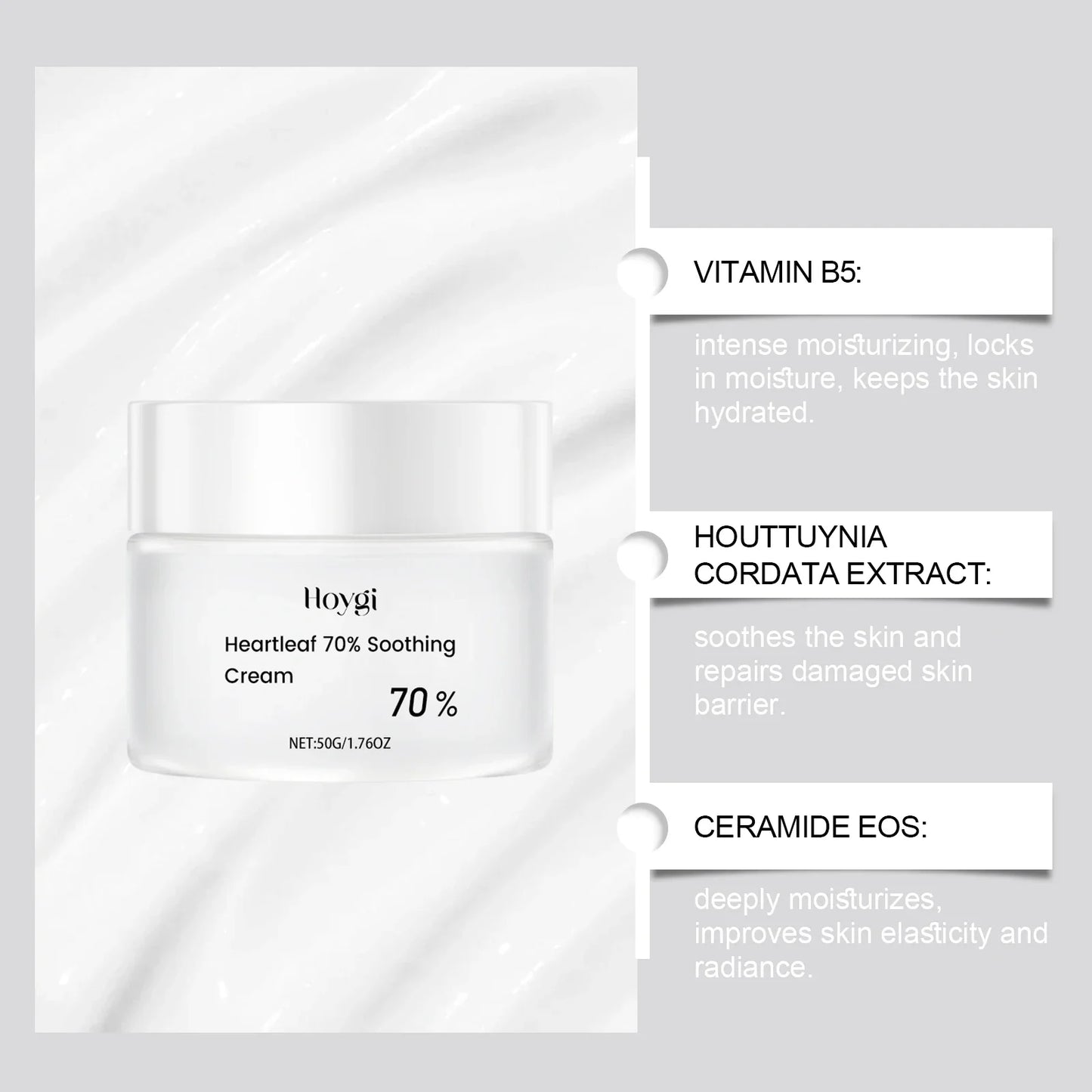 Heartleaf 70% Soothing Cream – Ceramide & Aloe Moisturizer