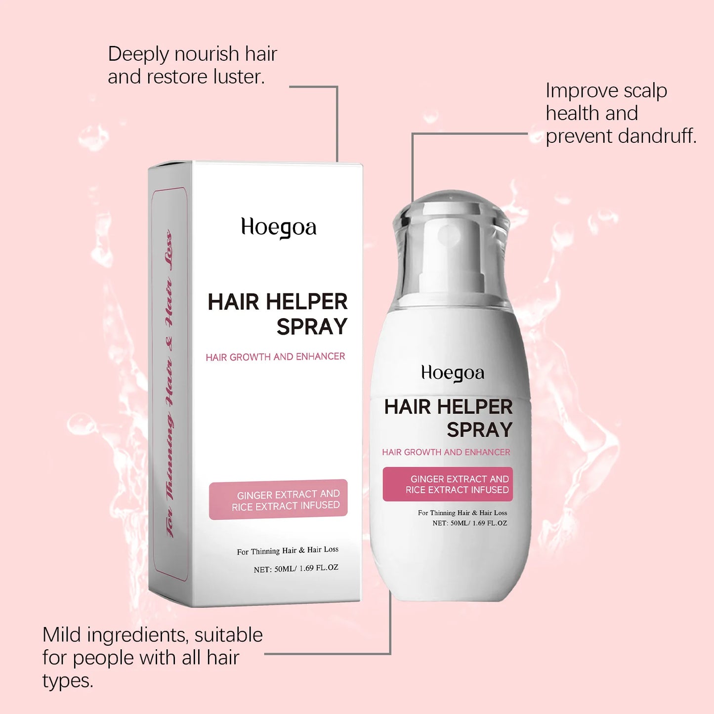 HOEGOA Biotin Ginger Hair Growth Spray – Anti Hair Loss 50ml