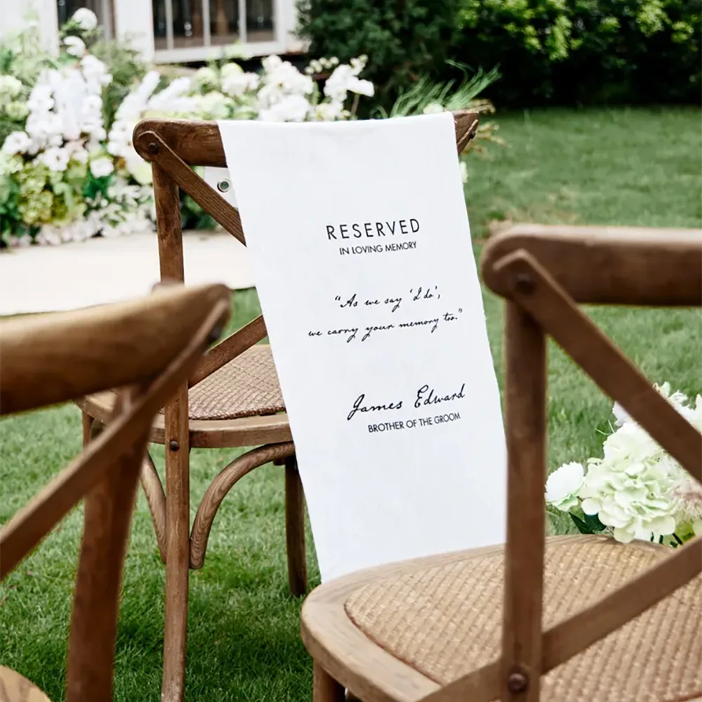 Personalized In Loving Memory Wedding Sign | White Linen Banner