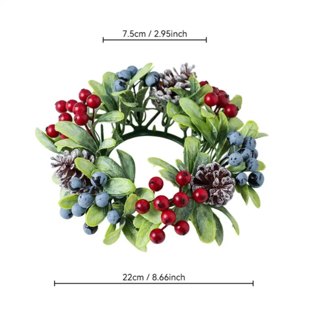 Candle Wreath Rings Holiday Table Centerpieces Artificial Berries Candle Rings For Kitchen Cabinet Window Door Farmhouse Dinner Peaceful Pleasures Health and Wellness 02 China Mainland
