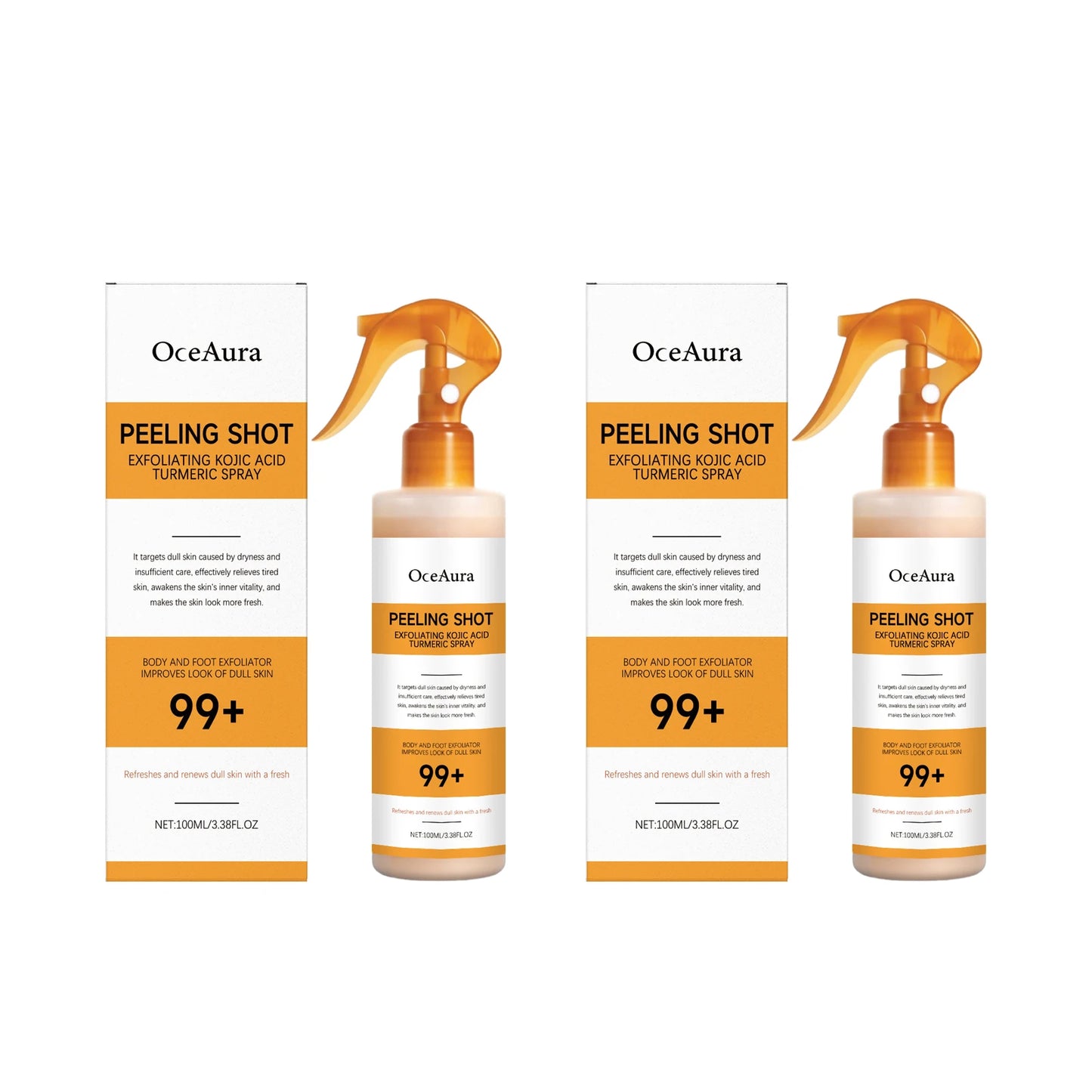 Turmeric Kojic Acid Body Exfoliating Spray Remove Dead Skin Brightening Improve Dullness Smoothing Refreshing Body Peeling Spray Peaceful Pleasures Health and Wellness 200ml boxed