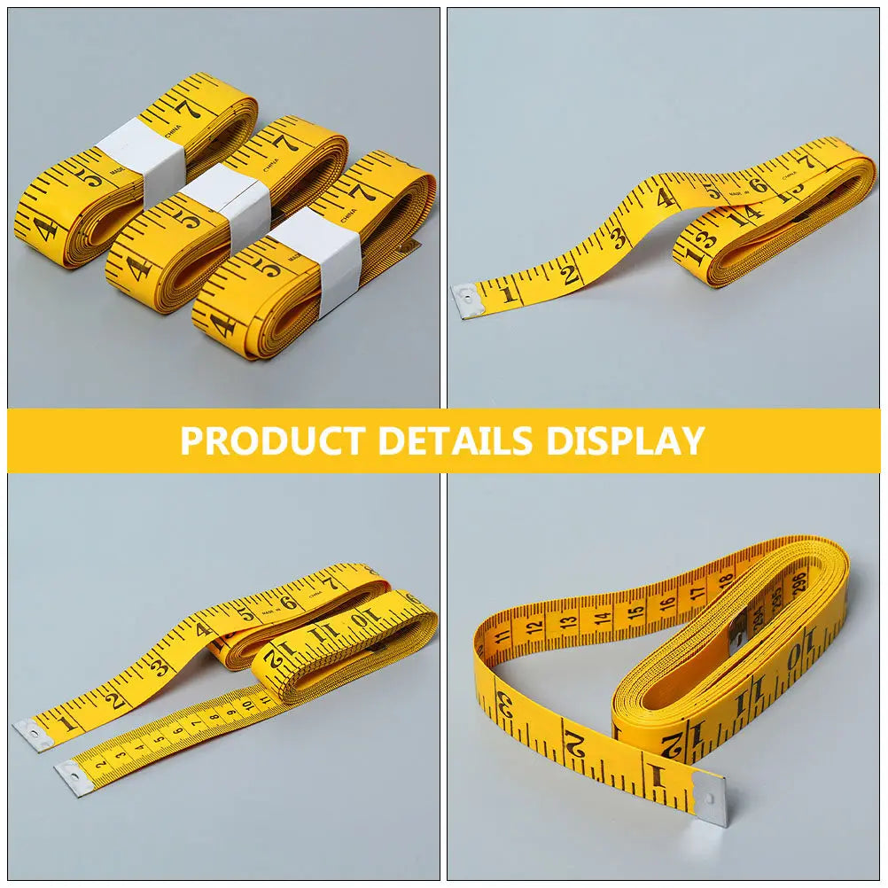 2Pcs Flexible Tape Measure Dual-Sided Soft Portable Tape Measure Body Waistline Sewing Hip Line Measurement Yellow Peaceful Pleasures Health and Wellness